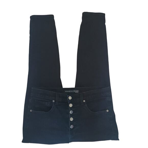 Veronica Beard Debbie High Rise Skinny Black Button Fly Jeans Sz 10 (30) - Picture 2 of 12